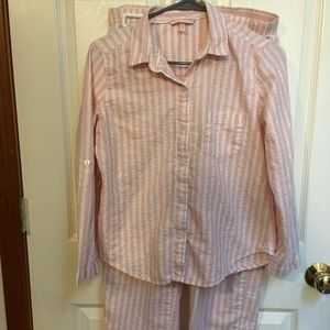 Victoria’s Secret Pajama set pink white silver